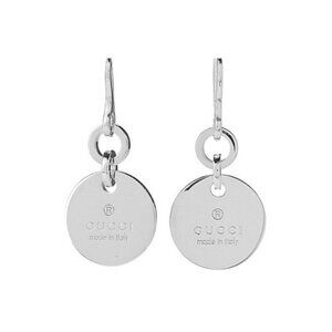Gucci Sterling Silver Trademark Round Drop Earrings NIB w Box & Dust Pouch